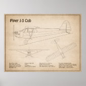 Cub Airplane - Airplane Blueprint Plans SD Poster (Vorne)