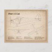 Cub Airplane - Airplane Blueprint Plans SD Postkarte (Vorderseite)