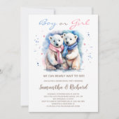 Cub Bear Polar Bär Thema Winter Gender Reveal Einladung (Vorderseite)