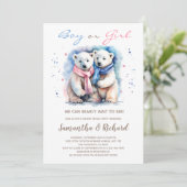 Cub Bear Polar Bär Thema Winter Gender Reveal Einladung (Stehend Vorderseite)