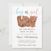 Cub Bear Thema Gender Reveal Party Einladung (Vorderseite)