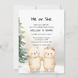 Cub Bear Theme Gender Reveal Party Invitation Einladung