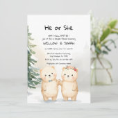 Cub Bear Theme Gender Reveal Party Invitation Einladung (Stehend Vorderseite)