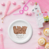 Cub Bear Theme Twins Baby Shower Plate Pappteller (Party)