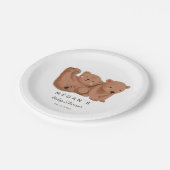 Cub Bear Theme Twins Baby Shower Plate Pappteller (Schrägansicht)