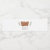 Cub Bear Twins Baby Shower Greenerie Wasserflaschenetikett (Einzelnes Label)