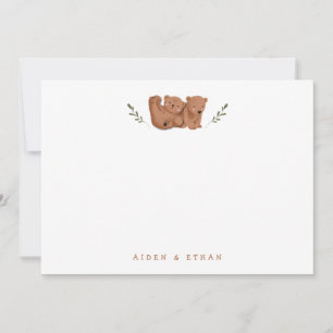 Cub Bear Woodland Twins Dankeskarte