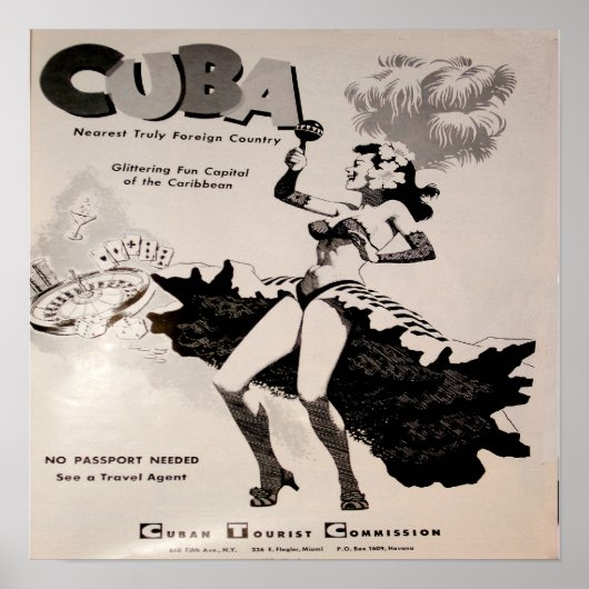 Cuba 1950er Jahre Schwarz-Weiß-Print Poster (Vorne)