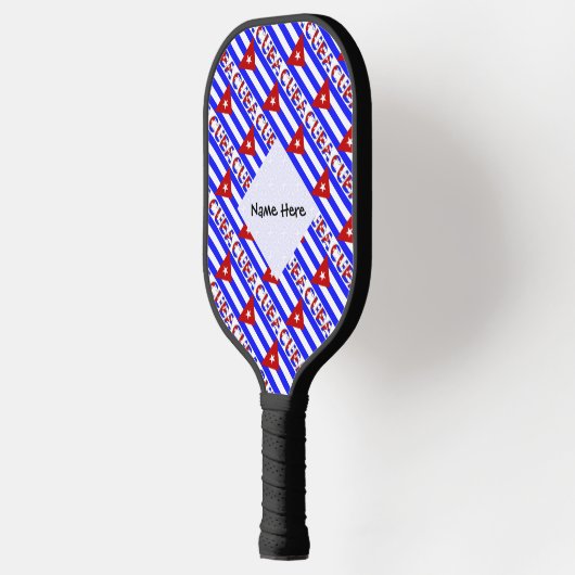 Cuba and Light Blue Cuban Flag Tiled with You Name Pickleball Schläger (Links)