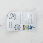 Cuba Blue Passport Wedding Save the Date Einladung (Innenseite)