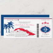 Cuba Boarding Pass Wedding Einladung (Vorne/Hinten)