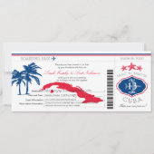 Cuba Boarding Pass Wedding Einladung (Vorderseite)
