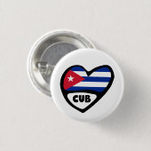 Cuba Country Code Flag Heart Pin Badge Button (Vorne & Hinten)