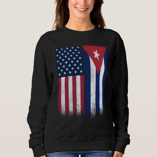 Cuba Cuban American Flags Proud USA Cuba Sweatshirt (Vorderseite)