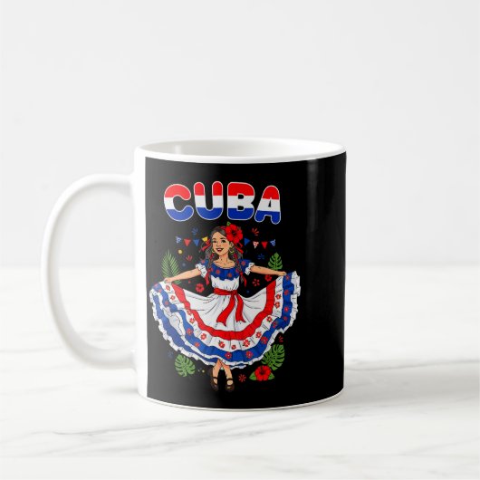 Cuba Cuban Girl Traditional Dress Trocal Flowers Kaffeetasse (Links)