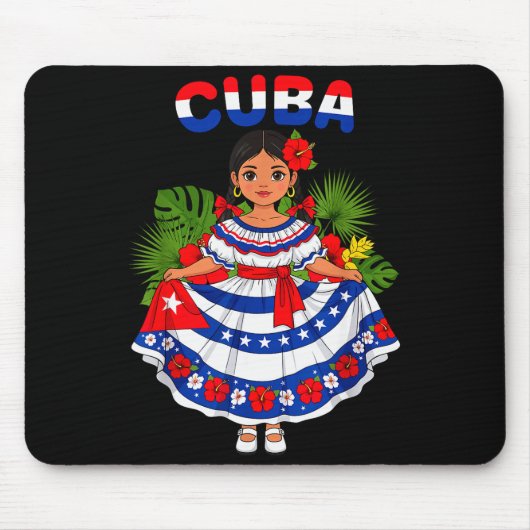 Cuba Cuban Girl Traditional Dress Trocal Flowers Mousepad (Vorne)