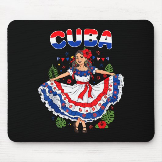 Cuba Cuban Girl Traditional Dress Trocal Flowers  Mousepad (Vorne)