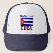 Cuba Dark Blue Cuban Flag Navy Blue Personalized Truckerkappe (Vorderseite)