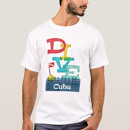 Cuba Dive - farbenfroher Scuba T - Shirt (Vorderseite)