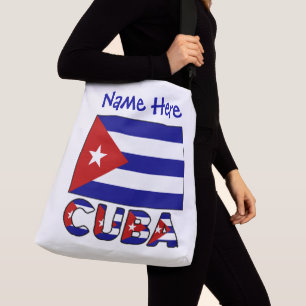 Cuba Dunkelblau Kubanische Flagge Blau Personalisi Tragetaschen Mit Langen Trägern