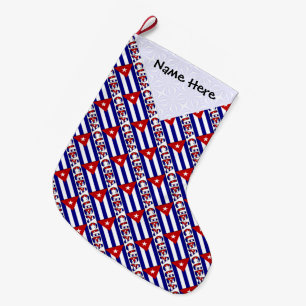 Cuba Dunkelblaue kubanische Flagge Kachel schwarz Großer Weihnachtsstrumpf