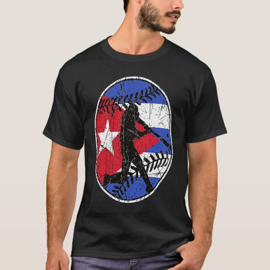 Cuba Flag Baseball Hitter Cuban Baseball Fan Cuban T-Shirt (Vorderseite)