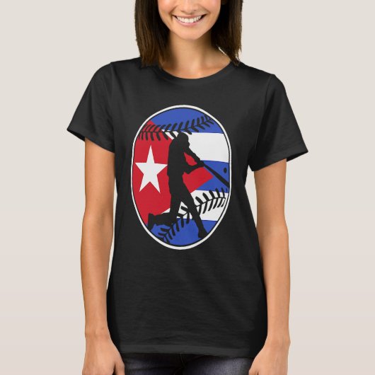Cuba Flag Baseball Hitter Cuban Flag T-Shirt (Vorderseite)