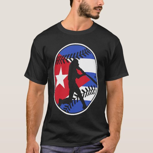 Cuba Flag Baseball Hitter Cuban Flag T-Shirt (Vorderseite)