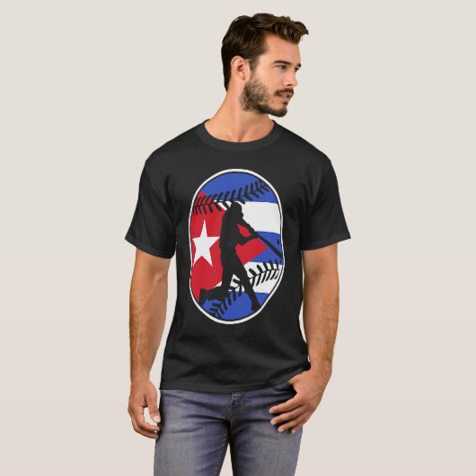 Cuba Flag Baseball Hitter Cuban Flag T-Shirt (Vorne ganz)