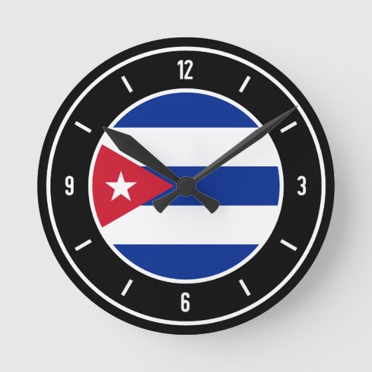 Cuba Flag Elegante Round Clock Runde Wanduhr (Vorderseite)