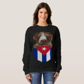 Cuba Flag German Wirehaired Pointer Dog In Pocket Sweatshirt (Vorne ganz)