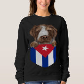 Cuba Flag German Wirehaired Pointer Dog In Pocket Sweatshirt (Vorderseite)