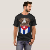 Cuba Flag German Wirehaired Pointer Dog In Pocket T-Shirt (Vorne ganz)