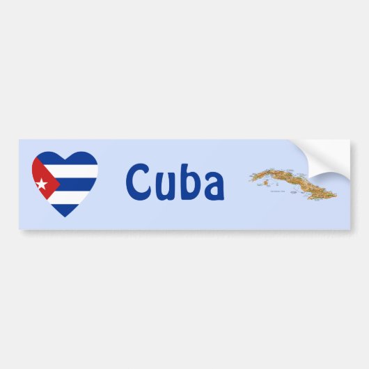 Cuba Flag Herz + Karte Autoaufkleber (Vorne)