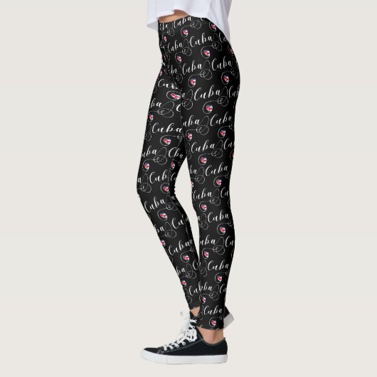 Cuba Flag Herz, kubanisches Design Leggings (Links)