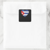Cuba Flag Liebe Herzkuban Quadratischer Aufkleber (Tasche)