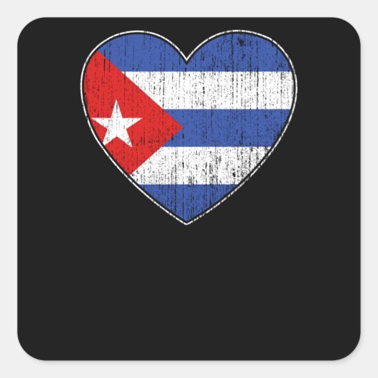 Cuba Flag Liebe Herzkuban Quadratischer Aufkleber (Vorderseite)