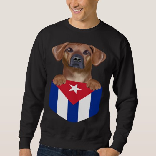 Cuba Flag Rhodesian Ridgeback Dog In Pocket Sweatshirt (Vorderseite)