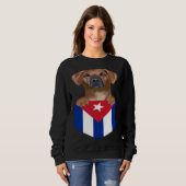 Cuba Flag Rhodesian Ridgeback Dog In Pocket Sweatshirt (Vorne ganz)