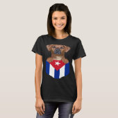 Cuba Flag Rhodesian Ridgeback Dog In Pocket T-Shirt (Vorne ganz)