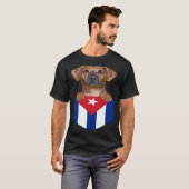 Cuba Flag Rhodesian Ridgeback Dog In Pocket T-Shirt (Vorne ganz)