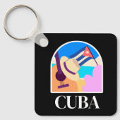 Cuba Flag Salsa Vintag Schlüsselanhänger (Vorderseite)