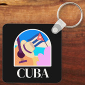 Cuba Flag Salsa Vintag Schlüsselanhänger (Rückseite)