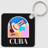 Cuba Flag Salsa Vintag Schlüsselanhänger (Rückseite)