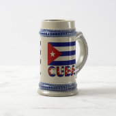 Cuba Flag und Word Dark Blue Stripes Bierglas (VorderseiteRechts)