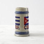 Cuba Flag und Word Dark Blue Stripes Bierglas (Mittel)