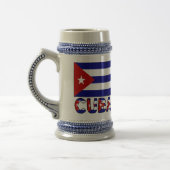 Cuba Flag und Word Dark Blue Stripes Bierglas (Links)