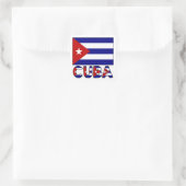 Cuba Flag & Word Dark Quadratischer Aufkleber (Tasche)
