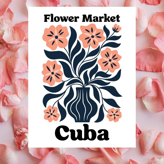 Cuba Flower Market Potted Blossom & Dark Foliage Postkarte