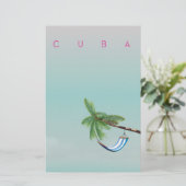 Cuba Hammock Vintager Urlaubstext. Briefpapier (Stehend Vorderseite)